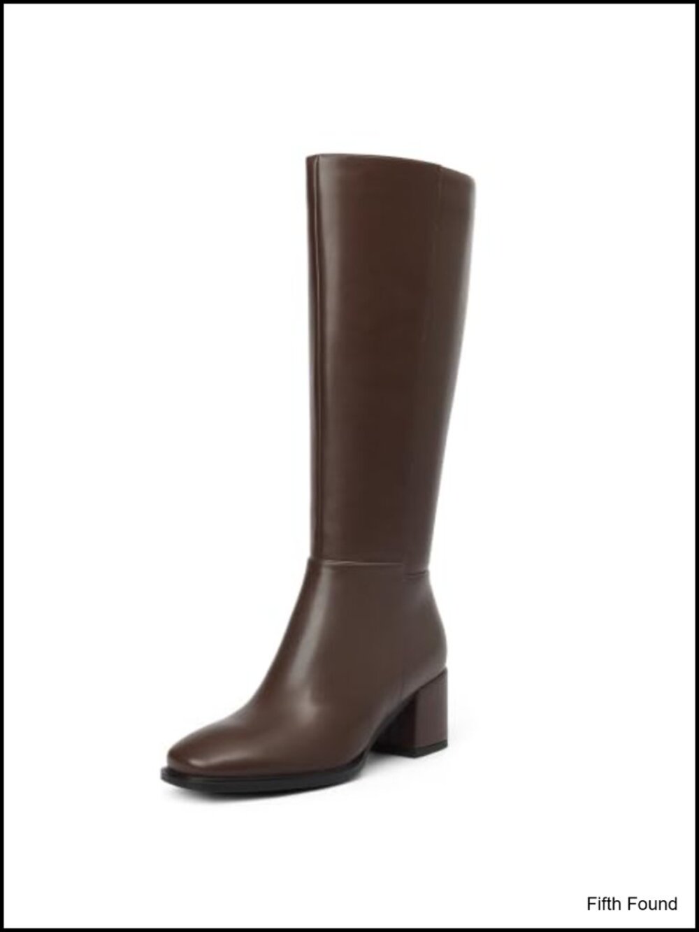 Women's Knee High Boots Faux Leather Low Block Heel Round Toe Side Zipper Tall